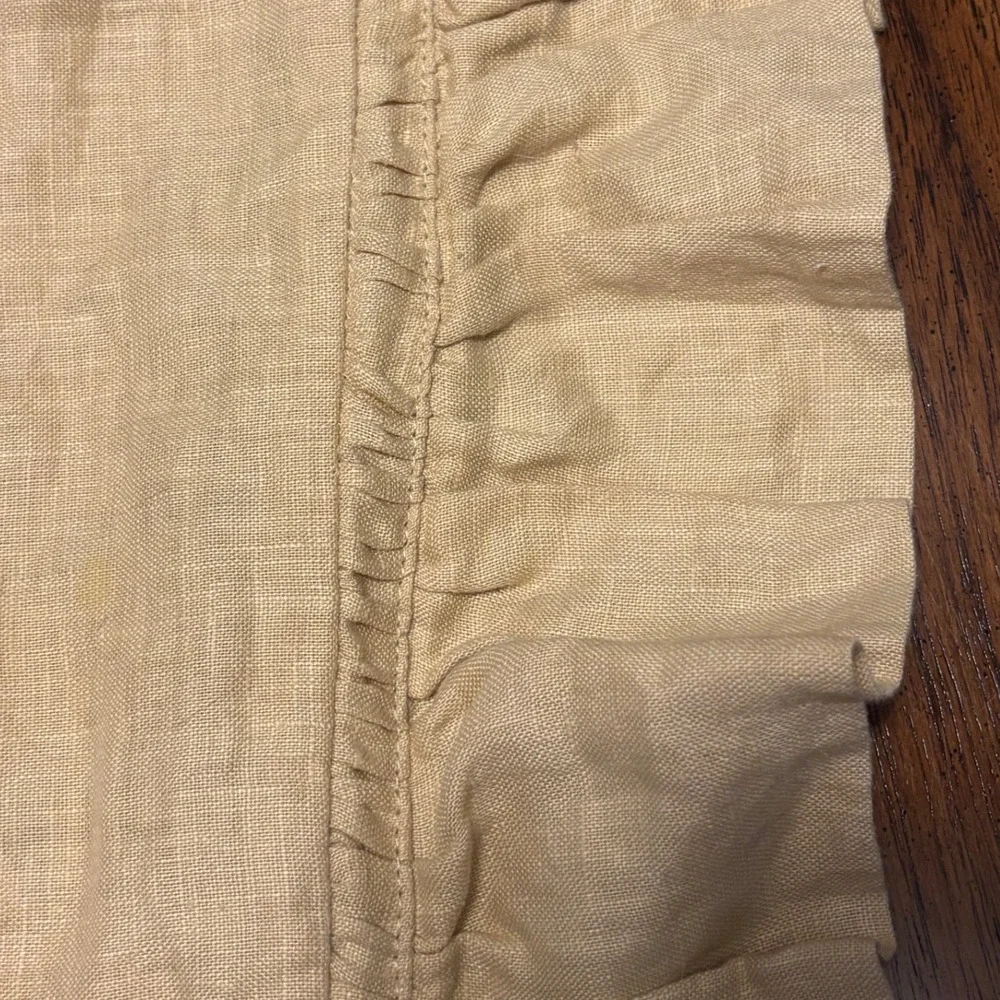 Pottery Barn Euro Sham 26x26 Natural Beige 100% Linen Ruffle Flange Pillow Cover